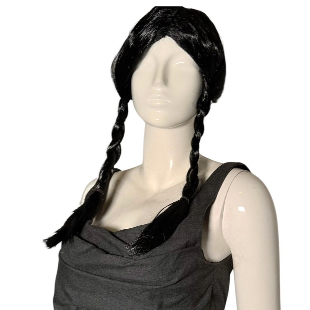 Black wig braided cosplay witch Halloween costume